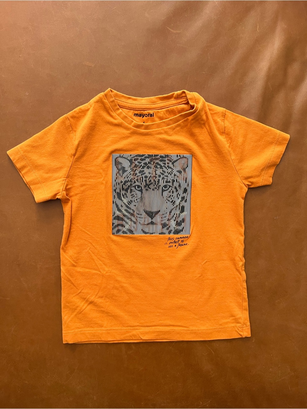 MAYORAL Lenticular Jaguar Orange Cotton Tee, 4yrs
